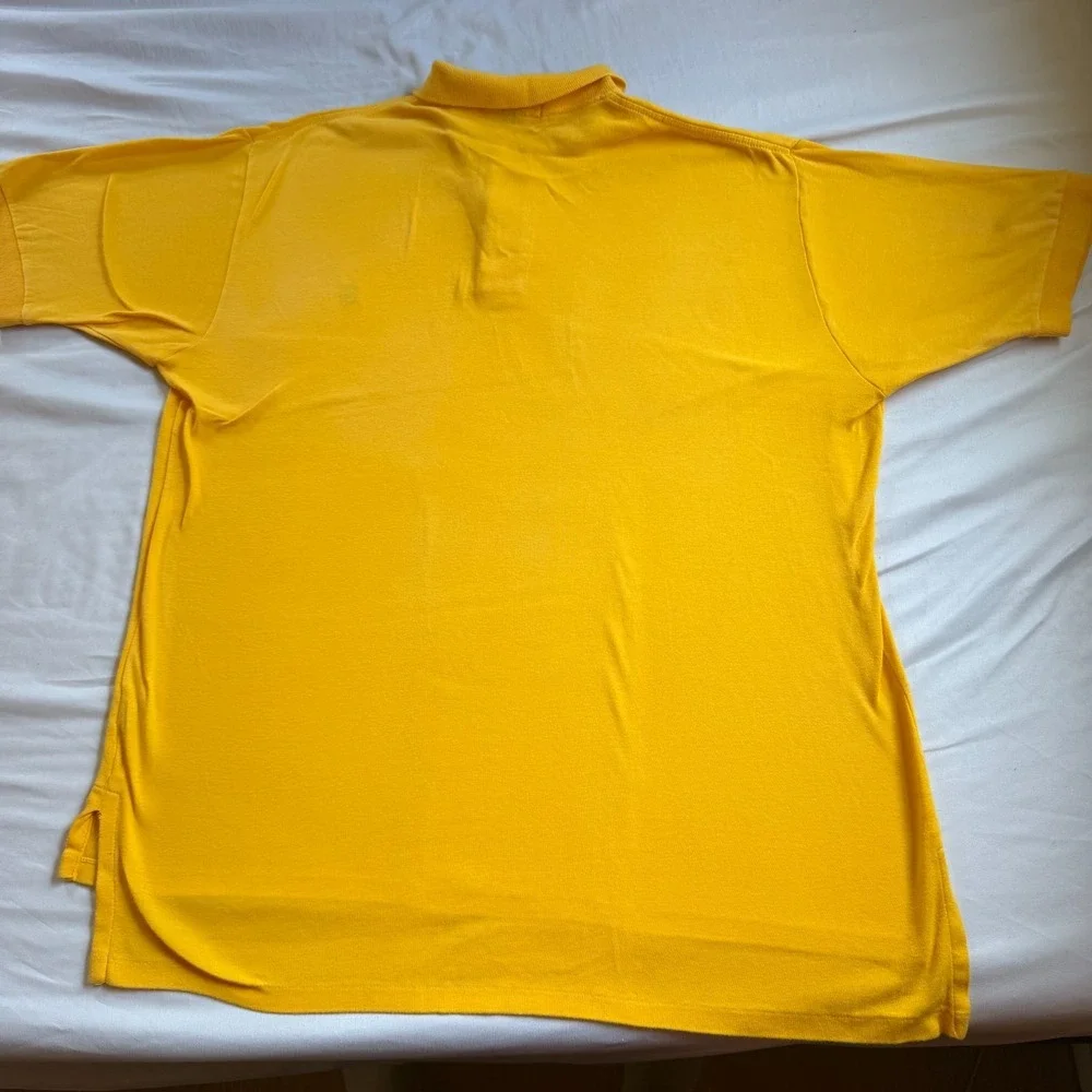Vintage Polo Ralph Lauren Men's XL Yellow Gold Short Sleeve Pony Polo Shirt 90s
